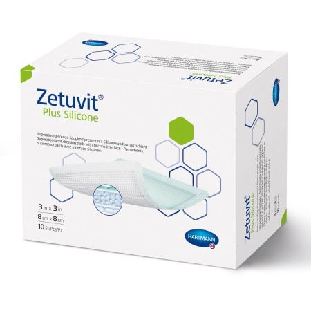 Dressing, Super Absrb Sil N/brdr Zetuvit Plus 3"x3" (10/bx) Bx - 10