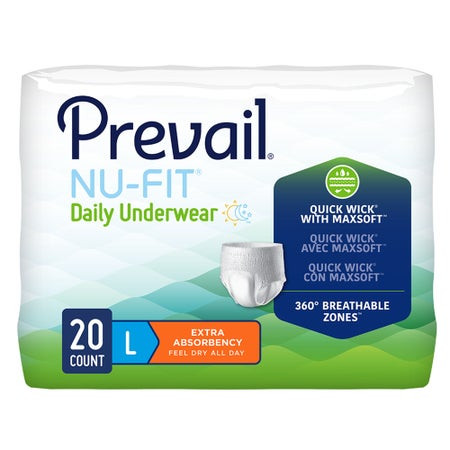 Underwear, Prevail Nu-fit Lg 44"-58" (20/pk 4pk/cs) Pk - 20