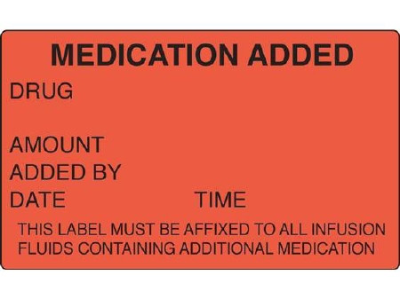Label, Medication Added Fluorscent Red (1000/rl) Rl - 1