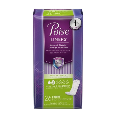 Pad, Poise Pantyliner Very Light (26/pk 8pk/cs)       Kimclk Pk - 26