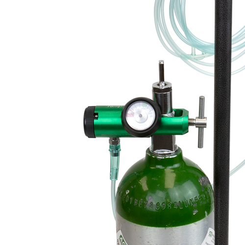 CGA 870 Oxygen Mini Regulator - 0-25 LPM w/ Barb Outlet
