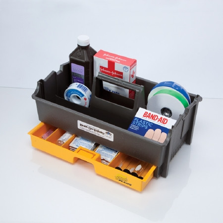 Caddy, Carry F/med Supplies 6comprtmt 1drwr Gry/ylw Ea - 1