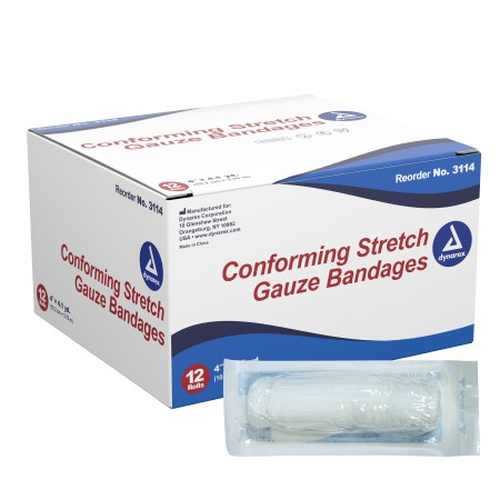 Bandage, Gauze Strch Str 4"x4.1yds (12rl/bx 8bx/cs) Bx - 12