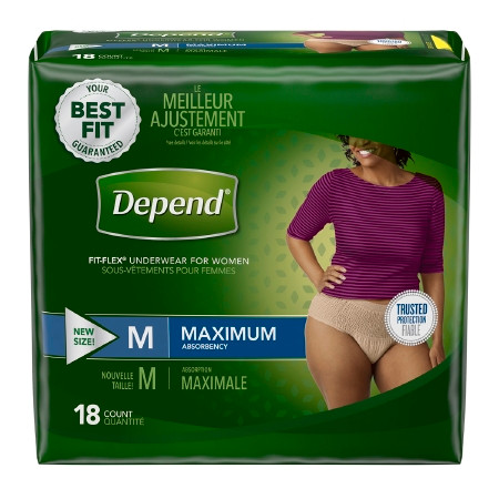 Underwear, Depend Max Absrb Wmn Med (18/pk 2pk/cs) Pk - 18