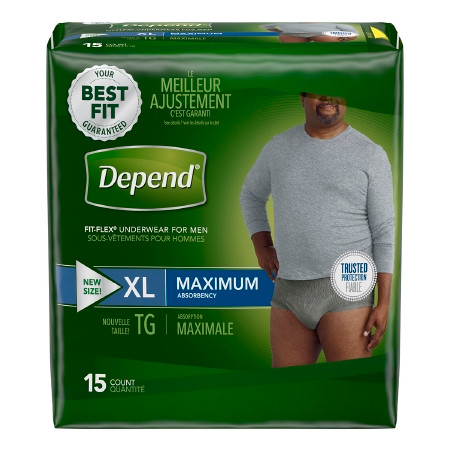 Underwear, Depend Max Absrb Men Xlg (15/pk 2pk/cs) Pk - 15