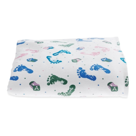 Blanket, Baby Footprint 100% Cotton Ea - 1