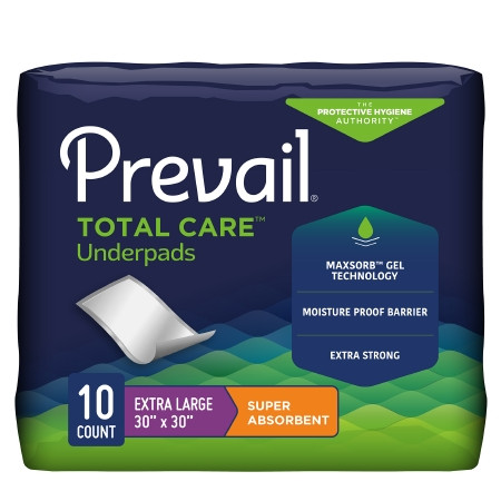Underpad, Prevail Inconti Super Absrb 30"x30" (10/pk 12pk/cs Pk - 10