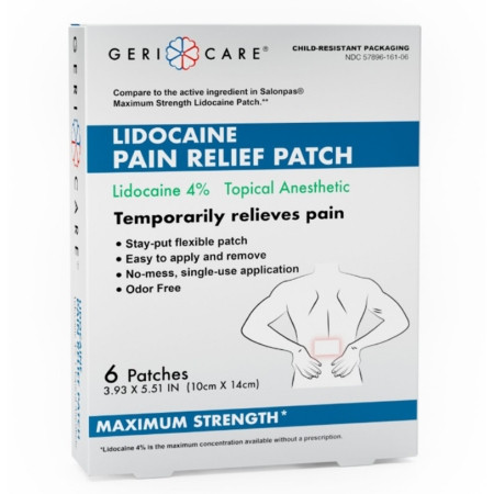 Lidocaine, Patch Pain Relief Max 4% (6/bx 24bx/cs) Bx - 6
