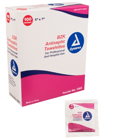 Towelette, Antisep Bzk (100/bx10bx/cs) Bx - 1