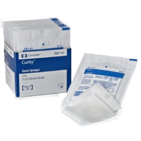 Sponge, Gze 3"x3" 12ply Str (2/pk 25pk/tr 48tr/cs) Kendal Tr - 25