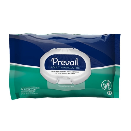 Washcloth, Prevail W/lotion Frag Free W/lid 12x8 (48/pk 12pk Pk - 48