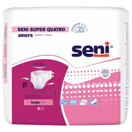 Brief, Incont Seni Super Quatro Lg 45-59" (9/pk 4pk/cs) Pk - 9