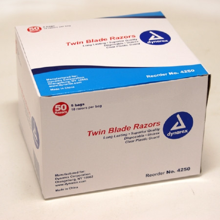 Razor, Twin Blade Disp (50/bx 6bx/cs) Bx - 50