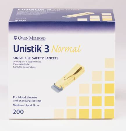 Lancet, Unistik Iii Sngl Use Ylw 23gx1.8mm (200/bx Bx - 200