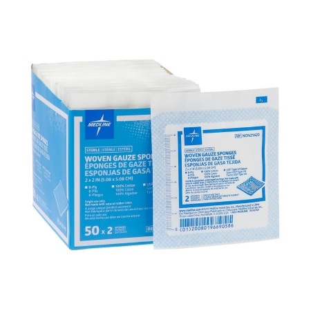 Sponge, Gauze 8ply Str Lf 2"x2" (2/pk 50pk/bx 30bx/cs) Bx - 50