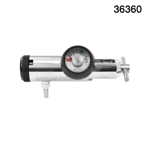 CGA 870 All Brass Oxygen Regulator, 0-25 LPM, w/Barb outlet and 2 DISS Outlets