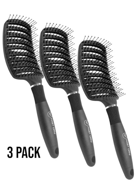 Fast Dry Hair Brush - 3 Pack