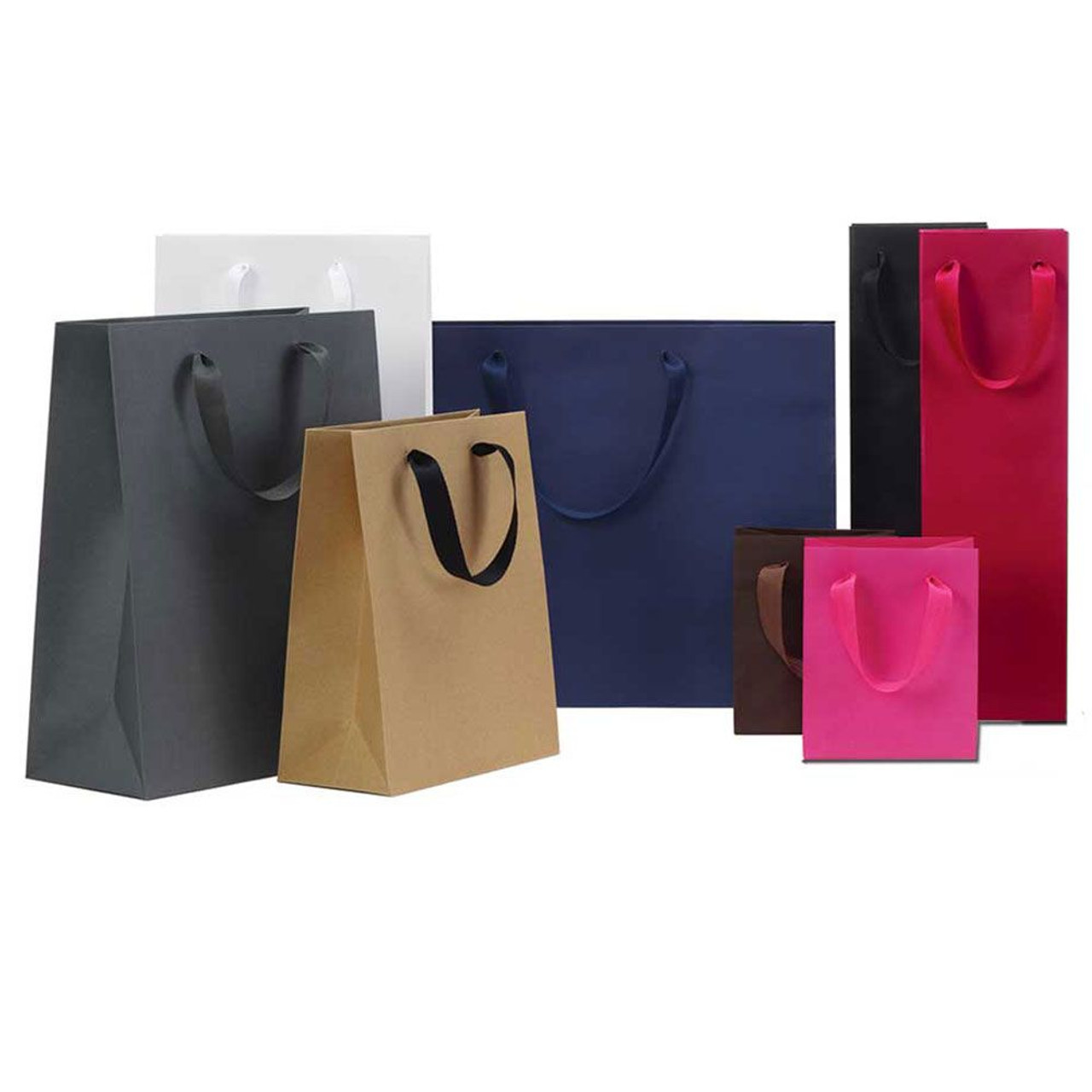 Paper Euro Tote Shopping Bags - Matte Black Cotton Rope Handles