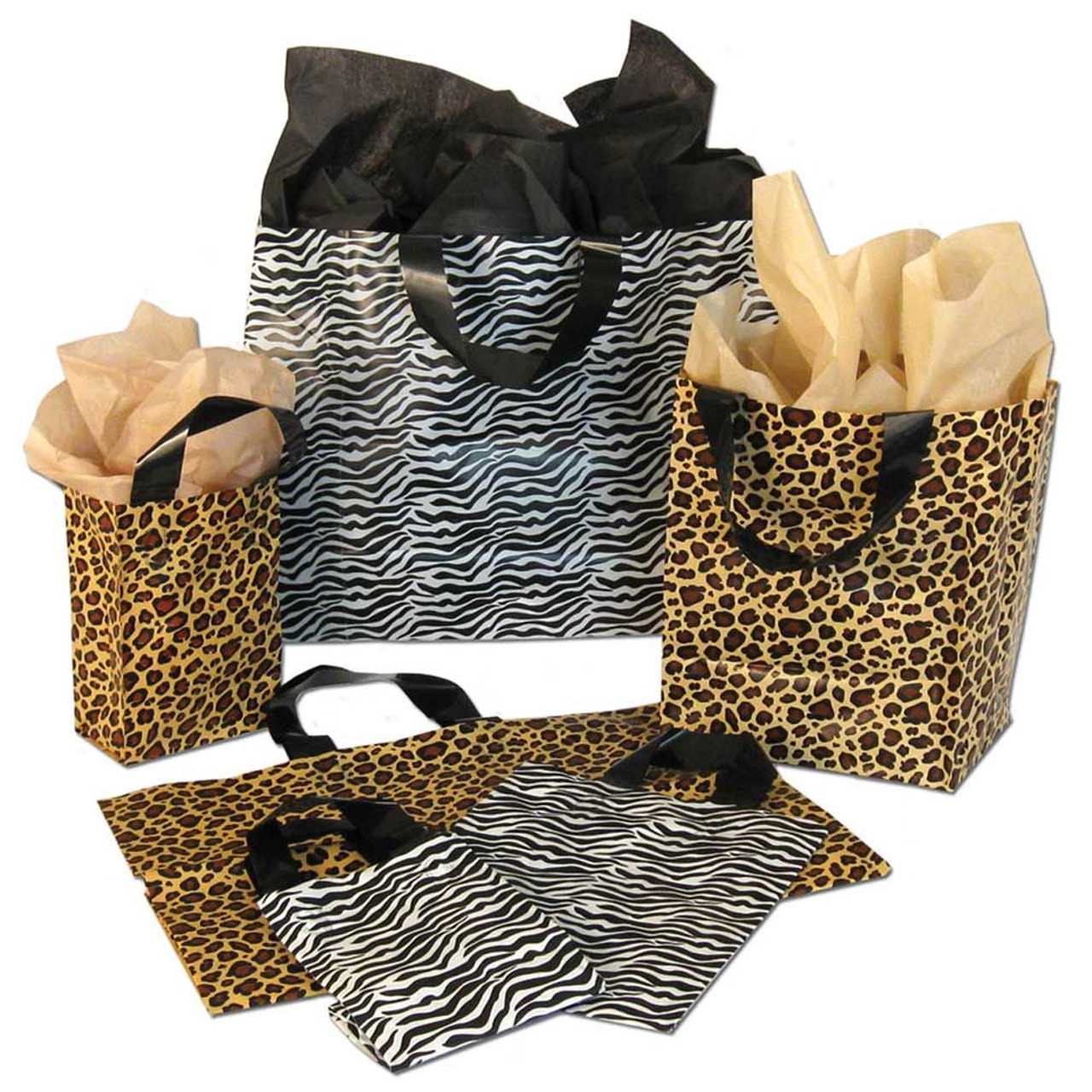 Animal Print Frosted Plastic Shopping Bags - Mid Atlantic Packaging
