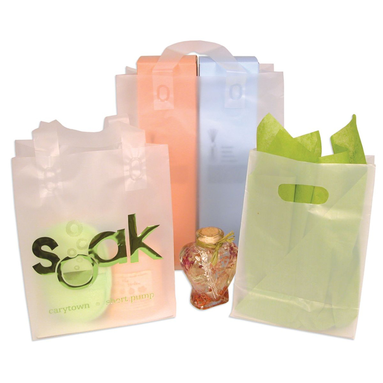 Reusable Frosted Clear Flexi Loop Plastic Bags - Mid Atlantic Packaging