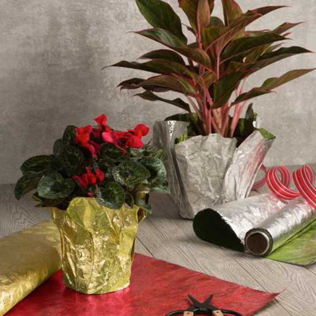 Poly Embossed Florist Foil Rolls - Red