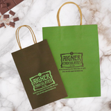 Paper shopping bags in Chocolate and Lime
