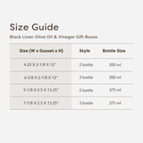 Black Linen Olive Oil & Vinegar Gift Boxes Size Guide