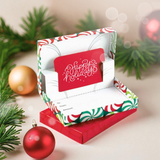 Pop-up gift card boxes featuring a festive design with vibrant colors, suitable for various occasions like birthdays, holidays, and celebrations. The box is elegantly crafted with a 3D pop-up element that enhances its visual appeal, making it a perfect choice for presenting gift cards in a unique and stylish manner.