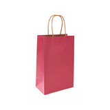 Vibrant Cerise colored paper shopping bag in a 5.5x3.25x8.375 size, perfect for retail and Eco-friendly packaging.