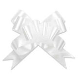 Vibrant White Splendorette Pull Bows, designed for easy assembly, adding a festive and elegant touch to gifts.