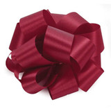 Dyna satin ribbon in a rich burgundy color, ideal for wrapping gifts and enhancing floral arrangements, featuring a smooth, luxurious finish.