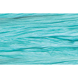 A 100 yd Roll of Pearlized Robins Egg Blue Raffia Ribbon, perfect for wrapping gifts and adding a pop of color to any package.