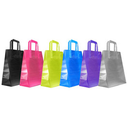 14x3x21 Frosted Clear Merchandise Bags Die Cut Handle 2.5 mil