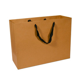Discover our Kraft 16x6x12 Black Twill Ribbon handle Euro Tote bags, the perfect blend of style and sustainability.