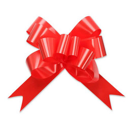 Vibrant Red Splendorette Pull Bows, designed for easy assembly, adding a festive and elegant touch to gifts.