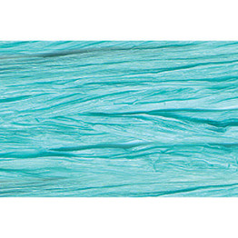 A 100 yd Roll of Pearlized Robins Egg Blue Raffia Ribbon, perfect for wrapping gifts and adding a pop of color to any package.