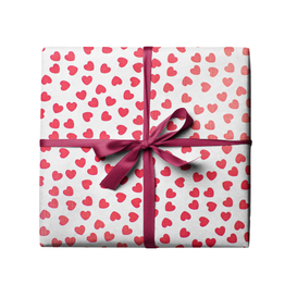 White with Red Hearts Gift Wrap, 24"x417' Roll
