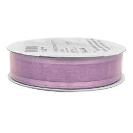 A roll of 7/8 x 25 yds Lavender Satin Edge with Wire Ribbon