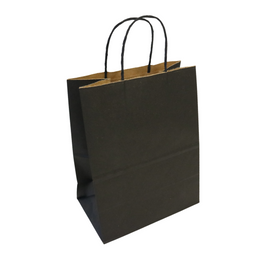 10x5x13 Black/ Kraft Debbie Shopper with Black Twisted Paper Handle