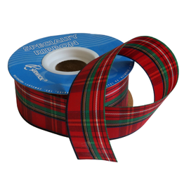 *1-7/16" Tartan Plaid Flora Satin Ribbon/50yds