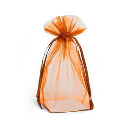 8 X 10 X 4 Orange Square Bottom Organza Bags/10CT