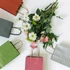 Color Recycled Kraft Shopping Bags in Red, Navy, Lime, Cerise, and Metallic Silver