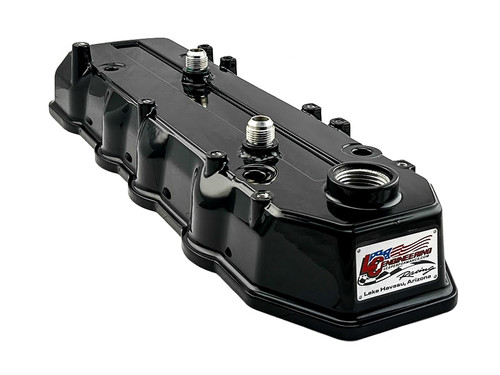 Black Valve Cover (w/ AN Fittings) - 22R/RE/RET(9 Bolt Hole)