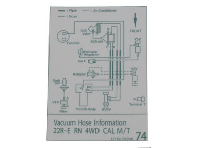 Vacuum Hose Information Decal
