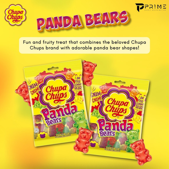 CHUPA CHUPS PANDA BEARS SOFT & CHEWY FRUIT FLAVOR GUMMY CANDY  90G PACK OF 15 (VIETNAM)