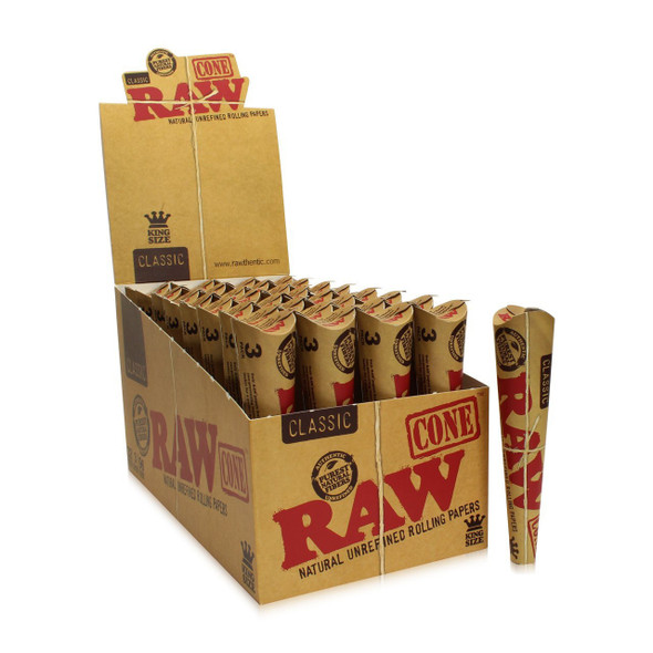 RAW CLASSIC PRE-ROLLED CONE KING SIZE 3CT PACK (DISPLAY OF 32)