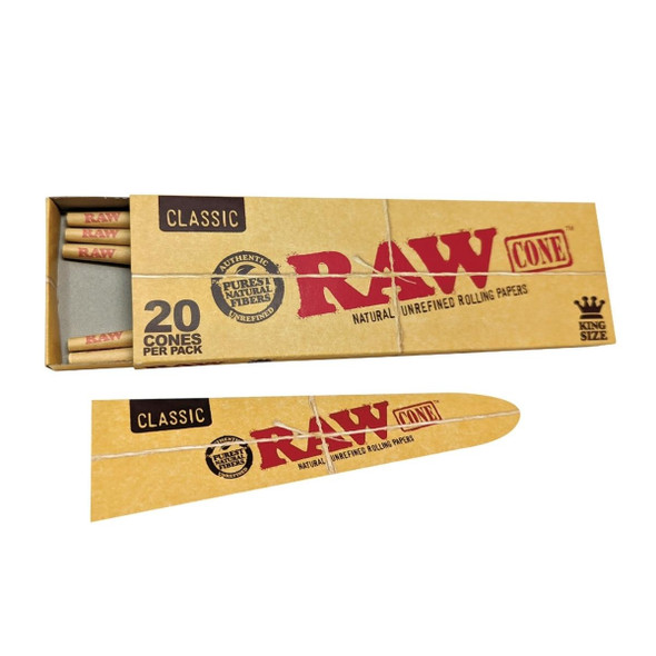 RAW Classic King Size Pre-roll Cone With Funnel 20ct - Display Of 12 Packs