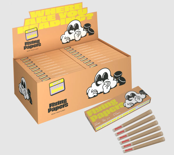 Flying Papers 1 1/4 Size Pre-Rolled Cones Pack of 6 (40 Packs Display)