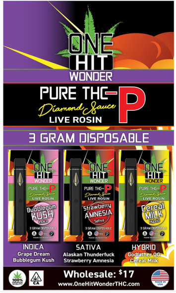 One Hit Wonder THCP Diamond Sauce Live Rosin Disposable 3G