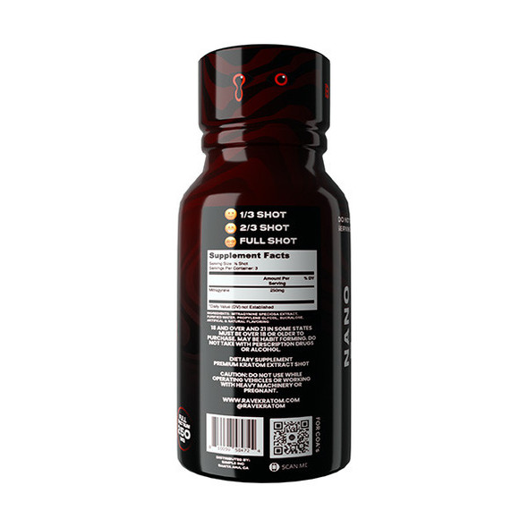 RAVE SUPER STRENGTH KRATOM SHOT BLACKED OUT 1 OZ PACK OF 12